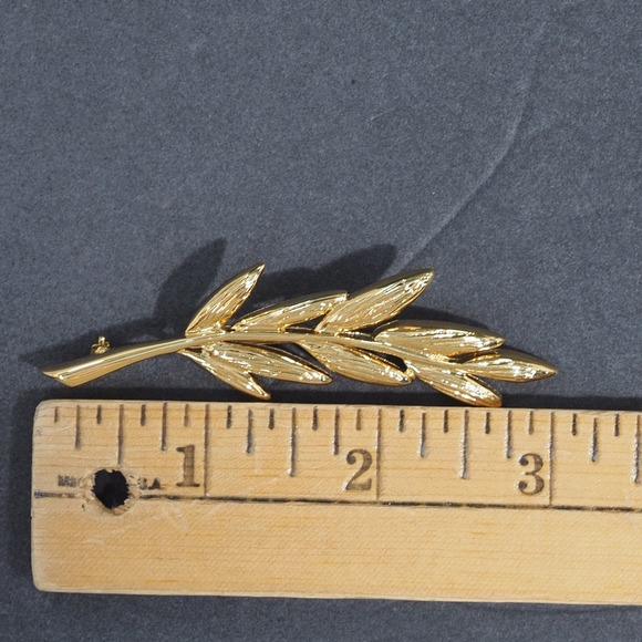 Vintage Napier Brooch Pin Signed Gold Tone Leaf Branch Holiday Winter Box MCM - Picture 14 of 15